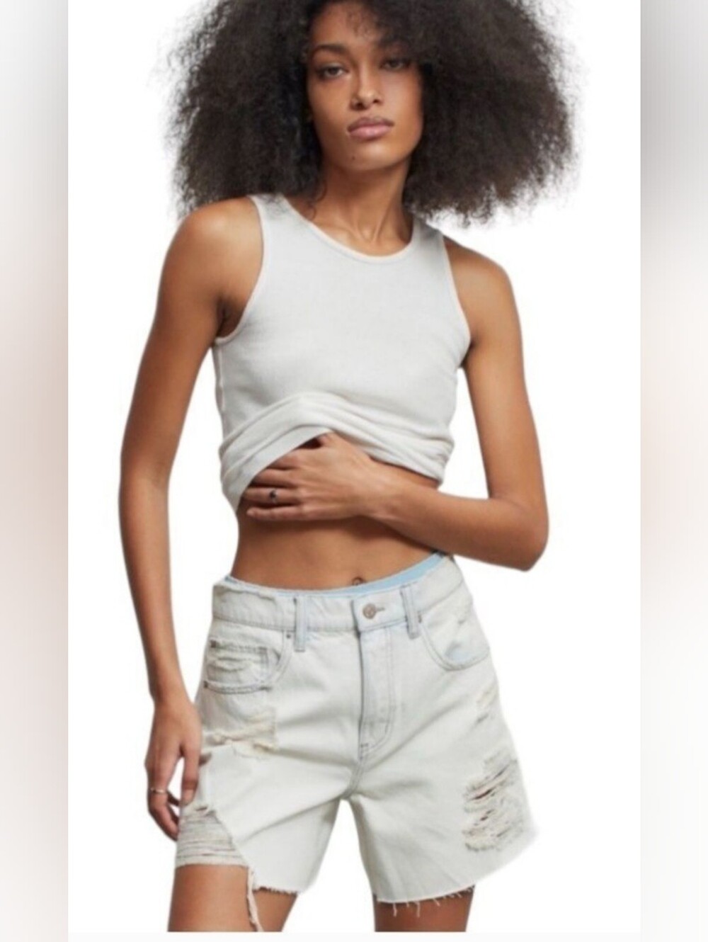 BDG Dropped Waist Destroyed Short Jean Shorts 26 Cotton